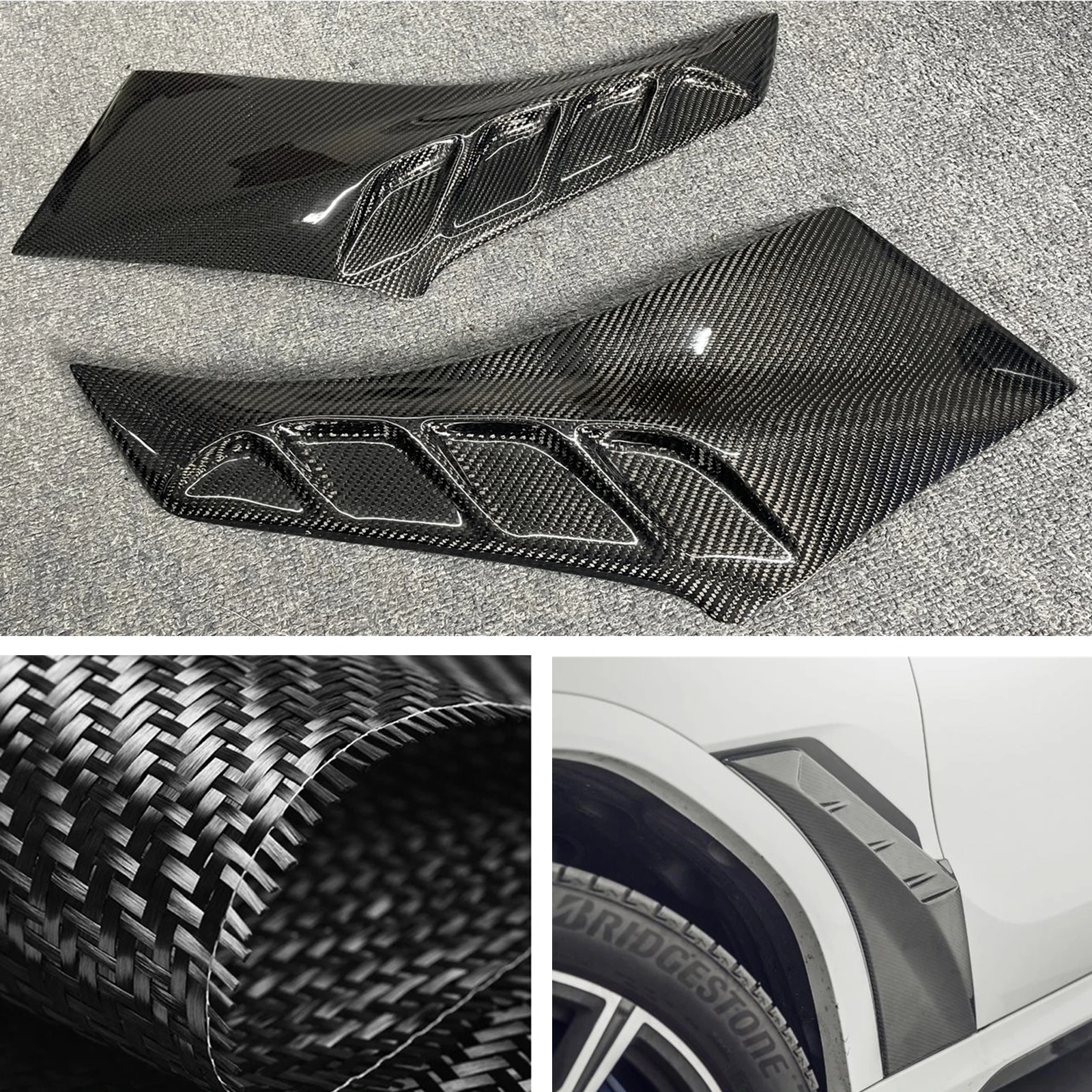 탄소 섬유 사이드 펜더 에어 벤트 트림 휠 눈썹 아울렛 커버, BMW X6 G06 M 스포츠 LD 스타일 2020 2021 2022, 2 피스