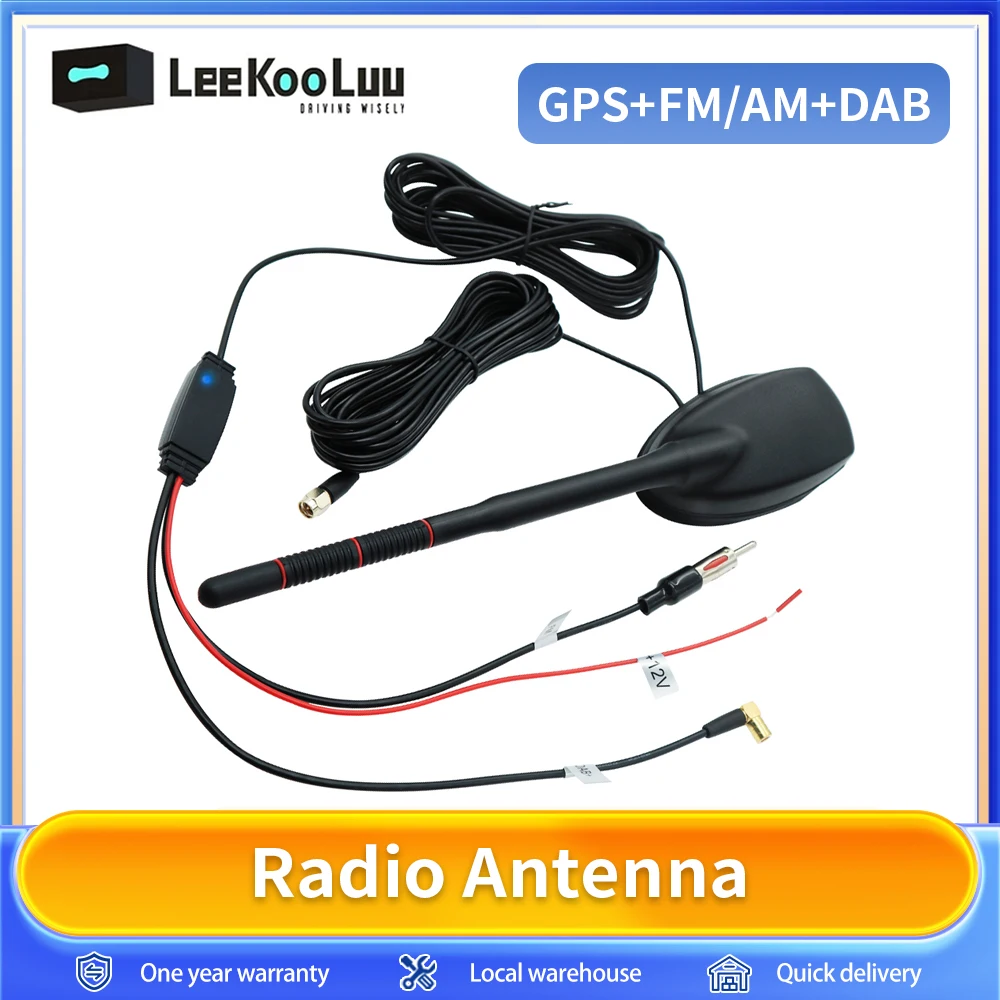 Leekooluu-Antenne de toit de voiture active DAB + GPS + FM, amplifiée, étanche, anti-poussière