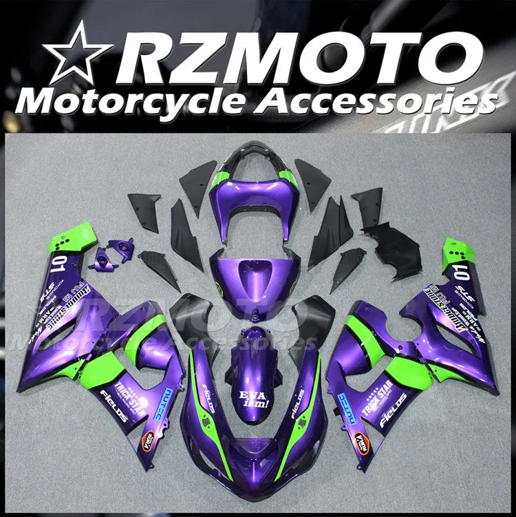 

Комплект обтекателей для мотоцикла из АБС-пластика, 4 подарка, подходит для KAWASAKI ZX-6R ZX6R 636 2005 2006 05 06, кузов фиолетового и зеленого цвета на заказ