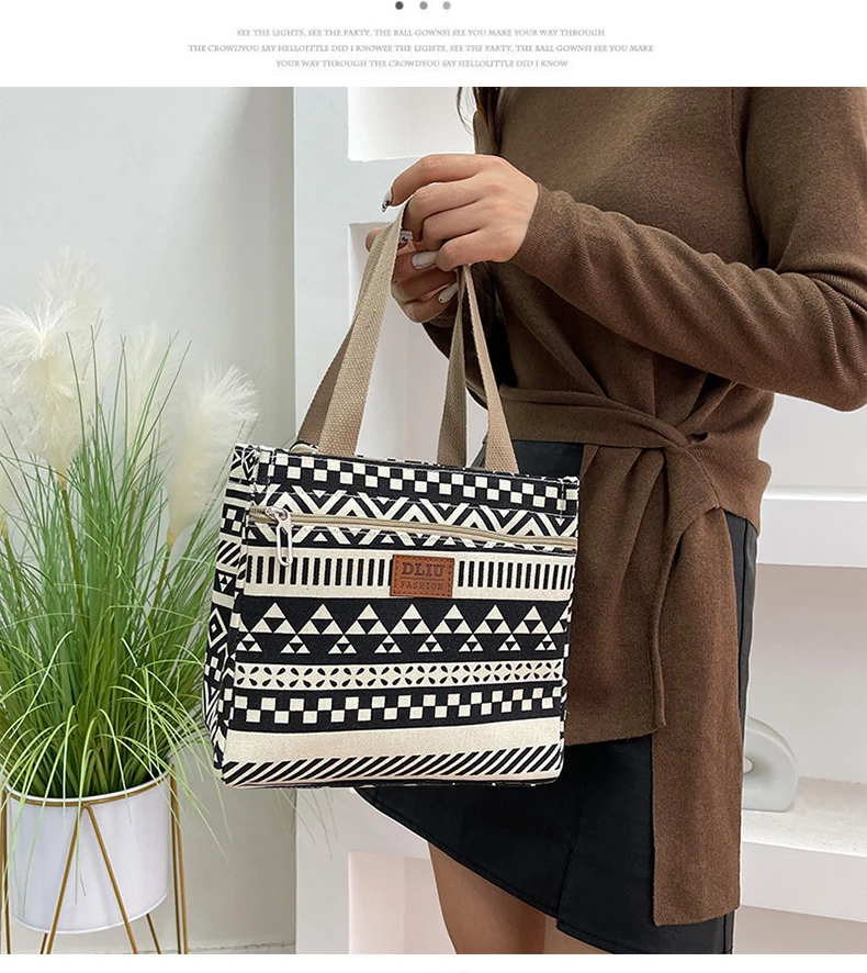 Neue Lunchtasche mit Streifenmuster, Folienisolierung und Griffen für Arbeit und Pendeln – Detail 14