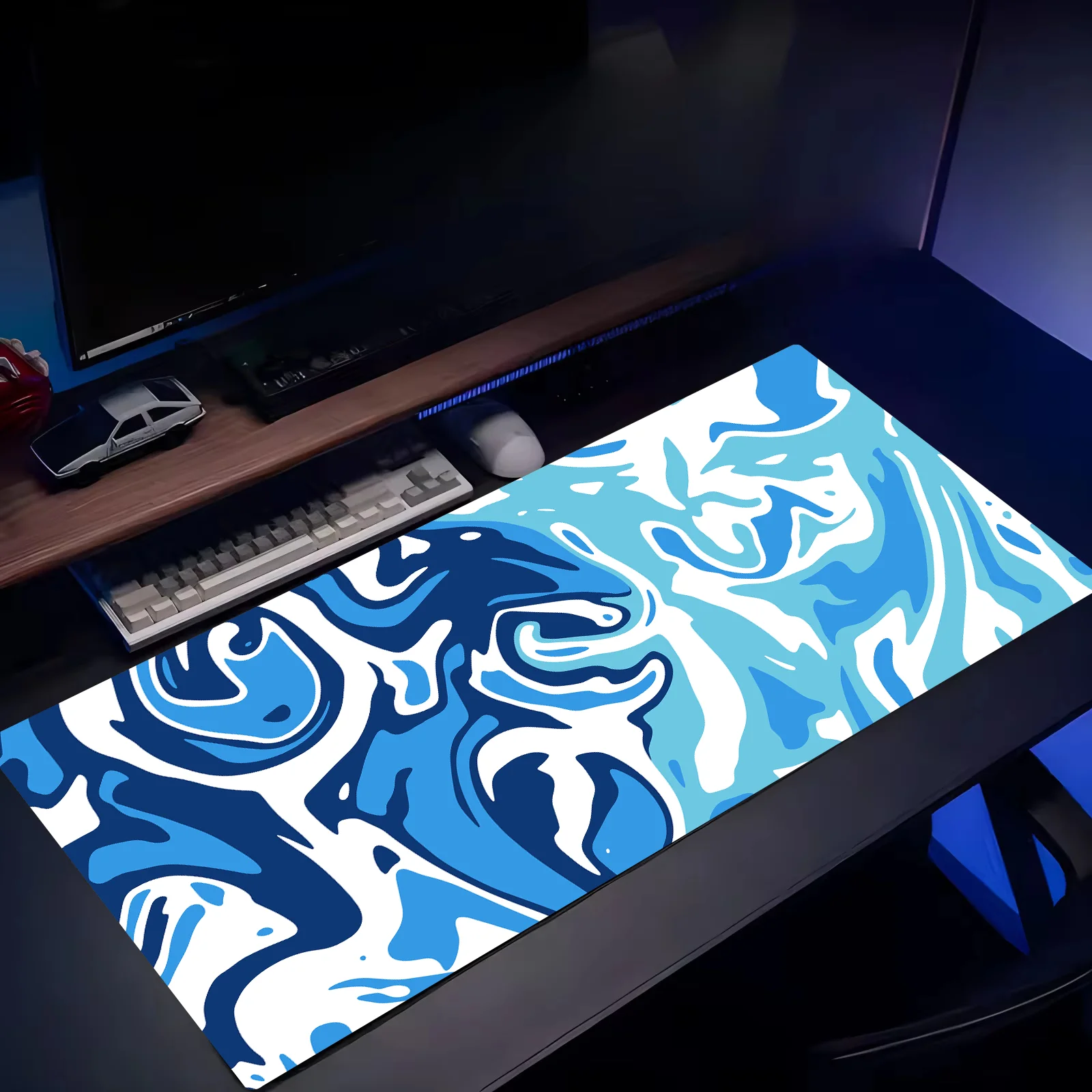 Vibrant Abstract Art Gaming Desk Mat – Large Non-Slip Rubber with Locking Edge, 900x400