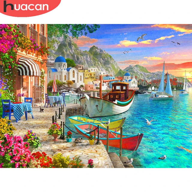 Cheap HUACAN diamond painting Sunset scenery 5d diamond puzzle 5d