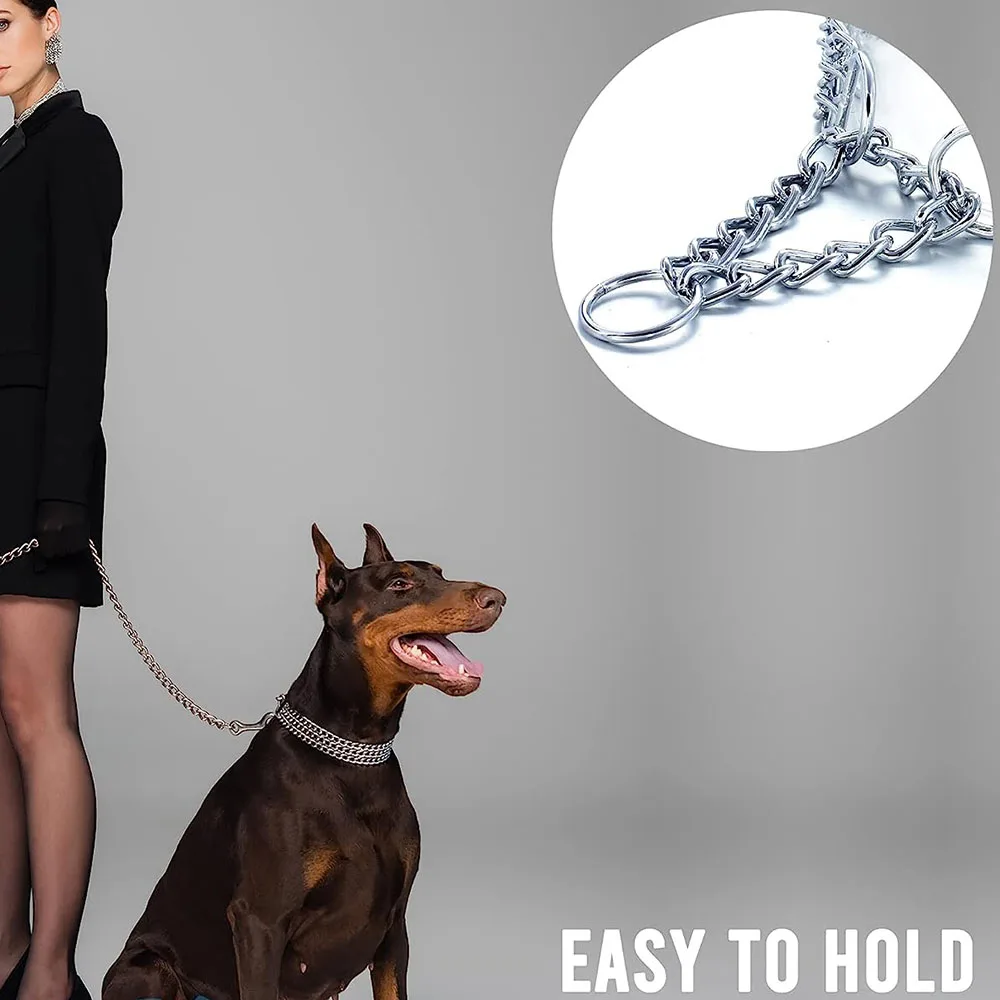 Dog Collar Chew Proof Triple Row Chain Adjustable Walking Metal Cuban Link For Big