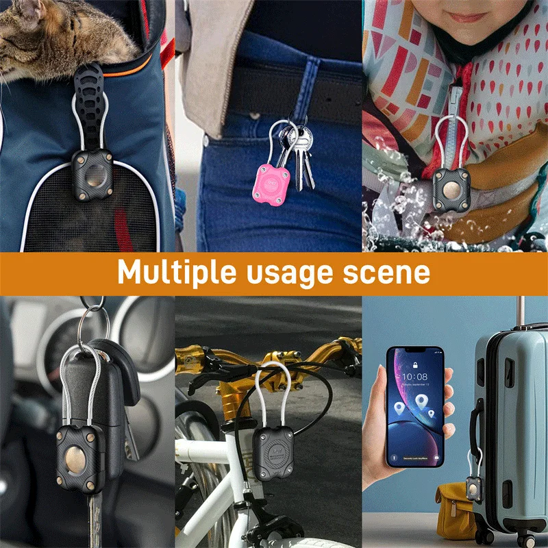 Ultra Durable Anti-Lost Waterproof Protective Case with Key ring for Airtag Luggage Keychain Holder Wire Cable For Apple AirTags