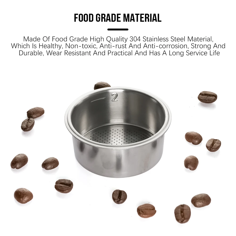 Cestello per Filtri Portafiltro, Filtro per Caffè in Acciaio Inossidabile da 2 Tazze Cestello per Filtro Pressurizzato a Doppio Strato da 52mm Cestello per Filtro Espresso Accessori di Ricambio