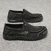 Spring Fashion Low Top Washed Fabric Casual Men's Shoes Breathable Soft Sole Fabric Men's Driving Shoes 3