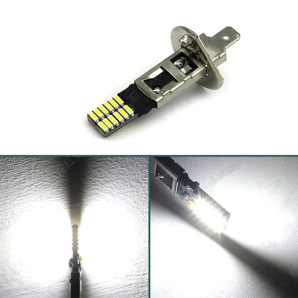 

Car Led Fog Light Headlight Replacement Bulb 4.8w 6500k H1 4014 24led Headlamp With Decode Canbus White