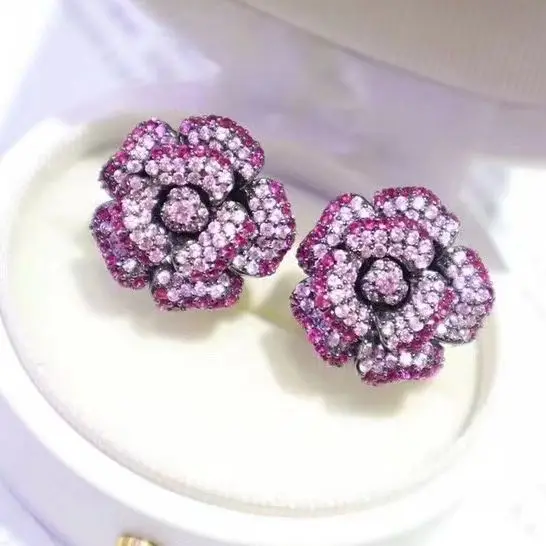 

ZOCA Luxury 22mm Rose Flower Earring Sterling Silver Designer Jewelry