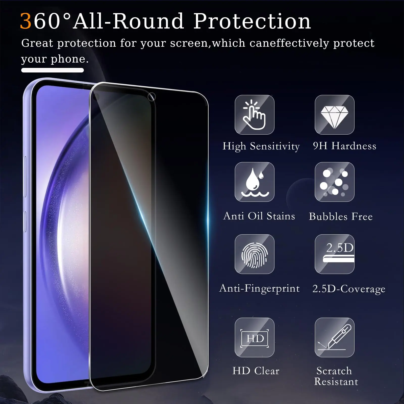 Pellicola Protettiva in Vetro Temperato per Samsung Galaxy A70 [3Pezzi
