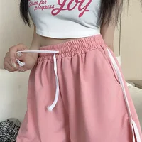 Summer Girls Comfortable Loose Fit Short Pants Women Drawstring High Waist Solid Joggers Lady Ins Fashion Casual Shorts - Image 2