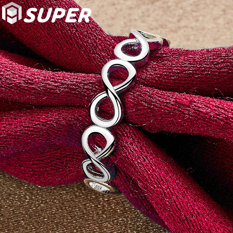 

925 Sterling Silver Number 8 Ring For Women Man Fashion Wedding Engagement Party Gift Charm Jewelry