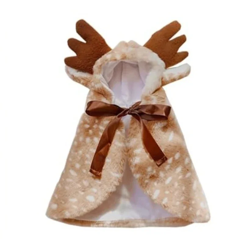 3개 세트 크리스마스 애완동물 엘크 망토 모자 포함, 따뜻한 겨울 애완동물 의류..