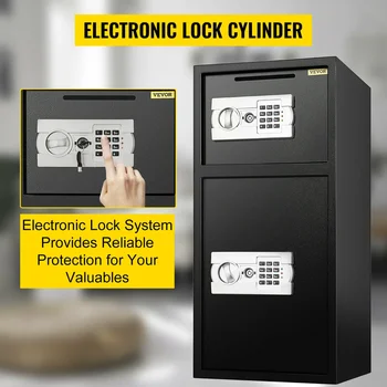 VEVOR 70L Security Safe Box Home Safe Steel Safe Box Strong Box w Digital Lock Electronic Large Double Door For Money  Jewelry 3