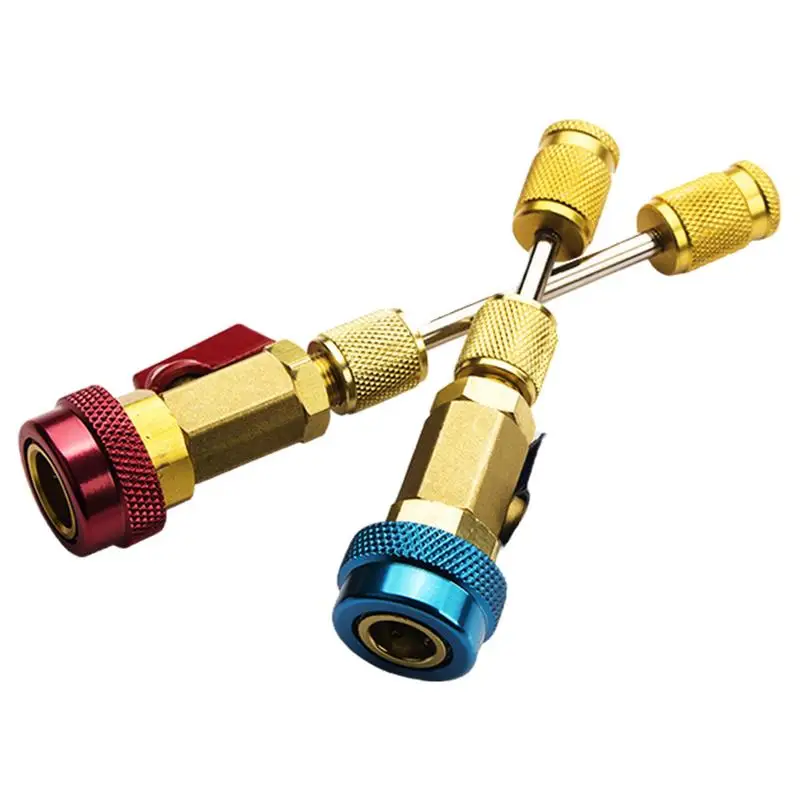 AC Schrader Valve Removal Tool A/C Schrader Valve Kit High Pressure Red And Low Pressure Blue Tool Air Conditioning Quick