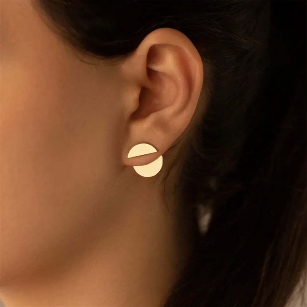Komplette runde Ohrstecker, Muttertagsgeschenk, zierliche Ohrjacke, Ohrstecker, trendiger, moderner geometrischer Ohrring aus Edelstahl