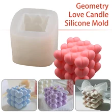 

3D Heart Love Rubik's cube Silicone Candle Mold Aromatherapy Wax Soap Candle Mould Plaster Handicrafts DIY Making Resin Mold
