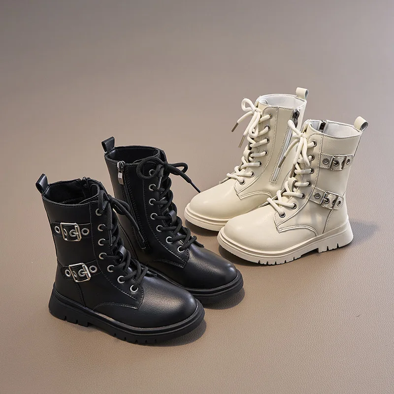 Girls Leather Short Boots Autumn Winter Fashion