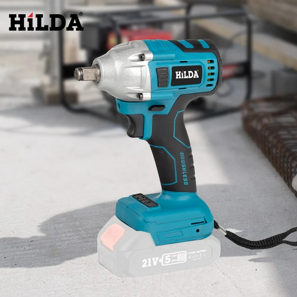 HILDA 21V Blue Electric Impact Wrench Rechargeable Brushless 3/4 Socket Wrench Cordless Without Battery 4