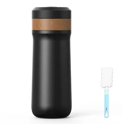 Insulated Stainless Steel Travel Coffee Mug with Double Filter, 320ml Capacity (Black)