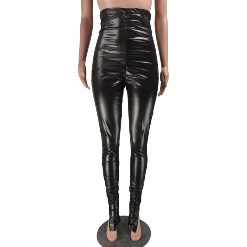 PU Leather Pants Ladies Fashion Split Autumn and Winter Trousers High Waist Zipper Ladies Pencil Slim 2022 New Pants