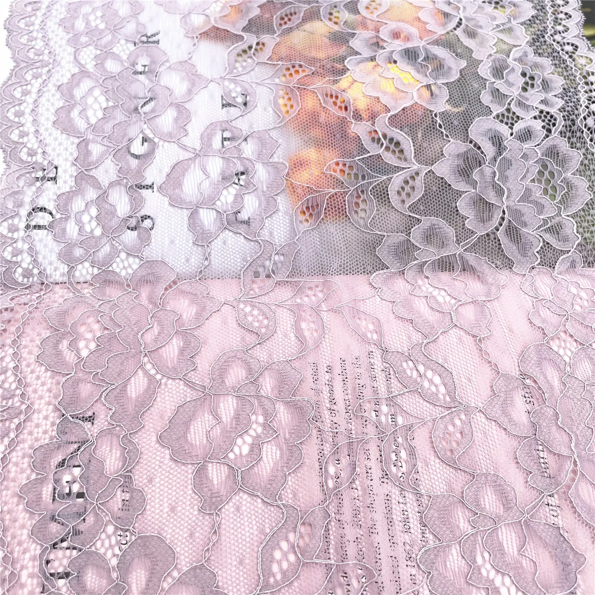 3y/lot Width 26cm Grape Purple Elastic Stretch Lace Trim 4