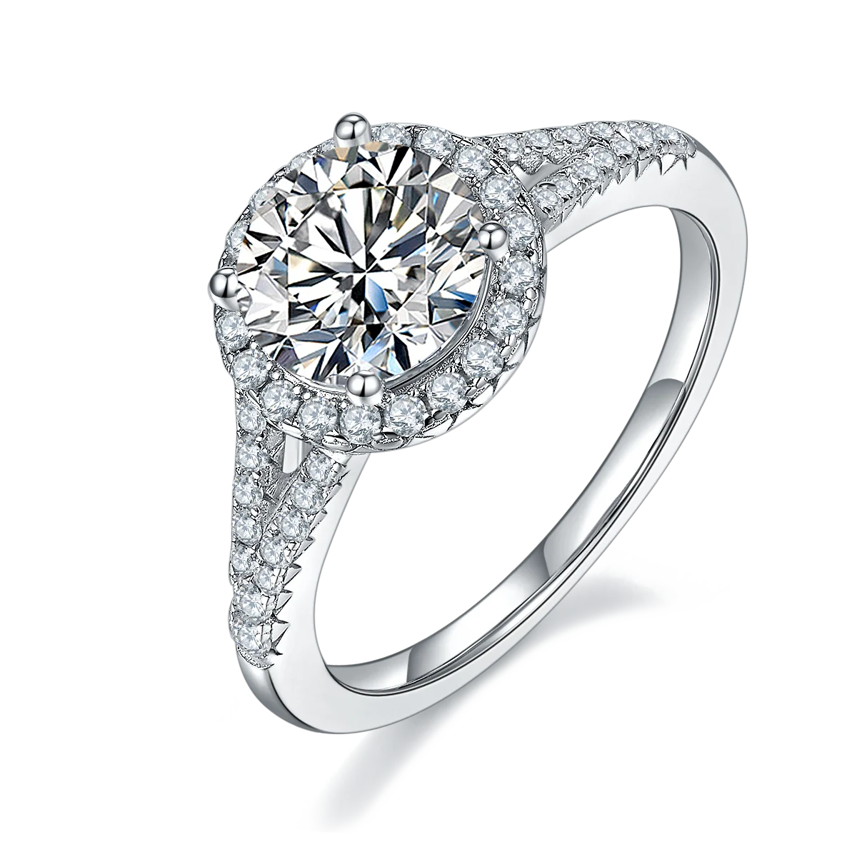 

Luxury 1.5ct moissanite fashion ring engagement round shape sterling silver 925 gra certified moissanite ring for wedding