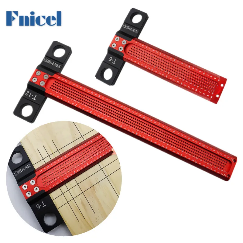 6/12-zoll Präzision Kennzeichnung T-Regel Aluminium Legierung Holzbearbeitung Scribe Gekreuzte-out Linie Zeichnung Kennzeichnung Gauge