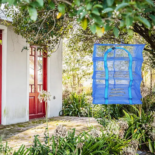 Függőháló A Halak Szárító Állványához 4 Réteg Összecsukható Függő Háló Állvány Kétirányú Elválasztó Cipzárral - Image 5