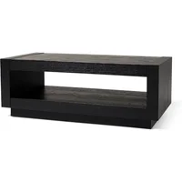 Large 2 Tier Contemporary Rectangle Wooden Center Coffee Table with Shelf Storage for Living Room in Refined Black Finish 1