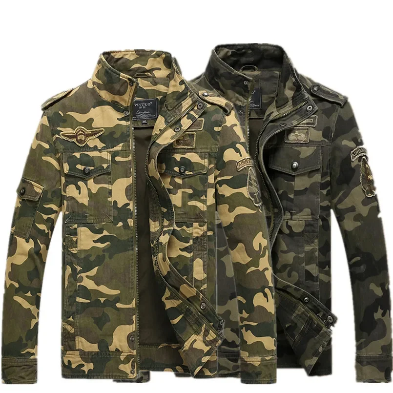 

Men's Jacket Camouflage Workwear Stand-up Collar Military Jackets Coats