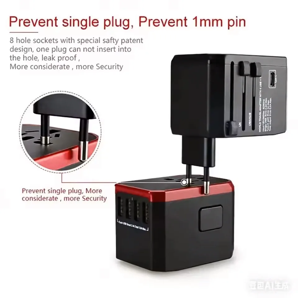 Universal Travel Adapter with USB Type C Charger - International Plug
