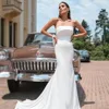 Mermaid Wedding Dress Brides Strapless Lace Up Big Bowknot Bride Dress Long Train Elegant Wedding Party Bridal Gown Customized 1