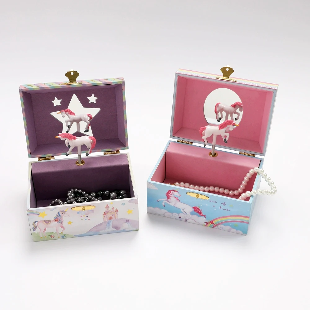 Music Box Christmas Fantasy Rotating Unicorn Children's Music Box New Year Birthday Gift Multifunctional Storage Jewelry Box 5