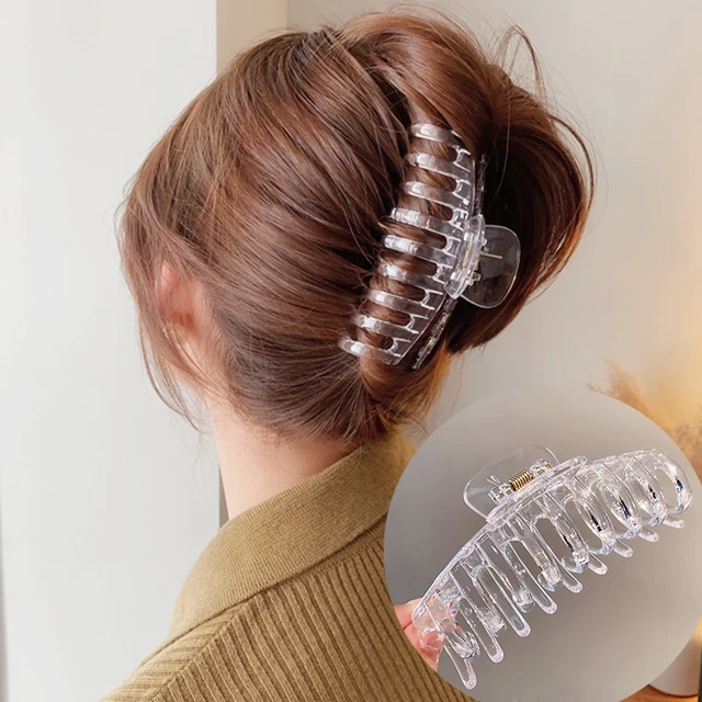 AWAYTR Rhinestone Metal Hair Claw Crab Clip For Women Girls Shiny Barrette Hairpin Crystal Pearl Hair Accessories Jewelry Gift 1000-n