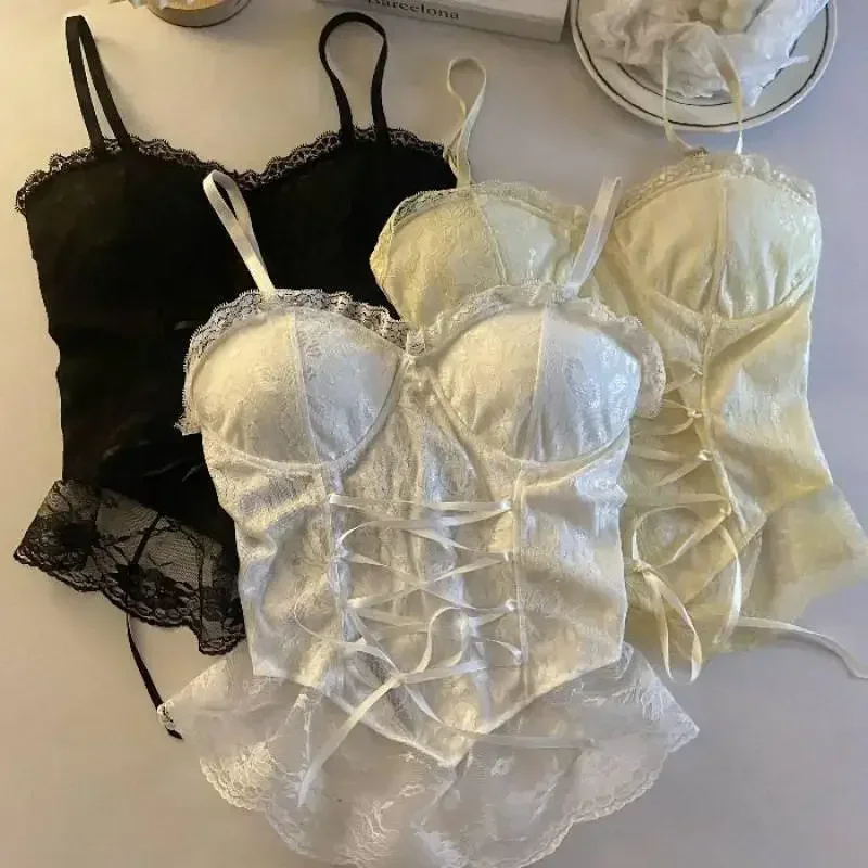 여성용 섹시한 크롭탑, 레이스 붕대 티셔츠, 캐미솔, 슬링 탱크탑, 민소매 조끼, 패션 선물, Y2k 의류, 신제품