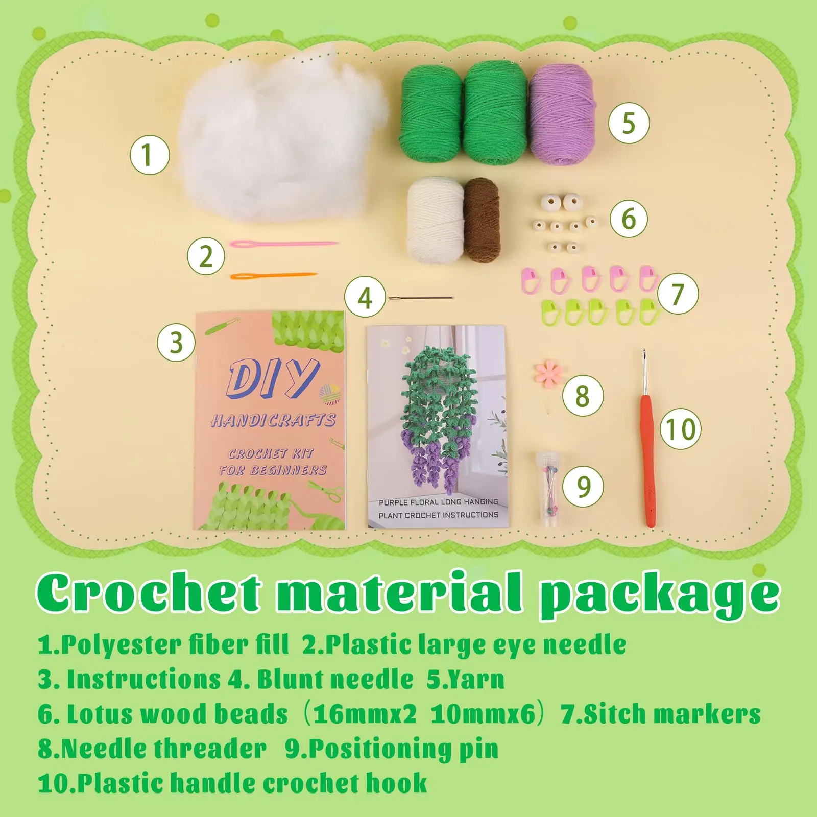 Hanging Potted Plants Knitting Starter Pack Beginners Decoration Crochet Starter Kits Step-by-Step Tutorials Fenrry