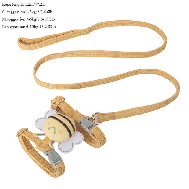 Pet chest and back lightweight cat chest and back fashionable cute little bee chest and back dog out door traction rope 6