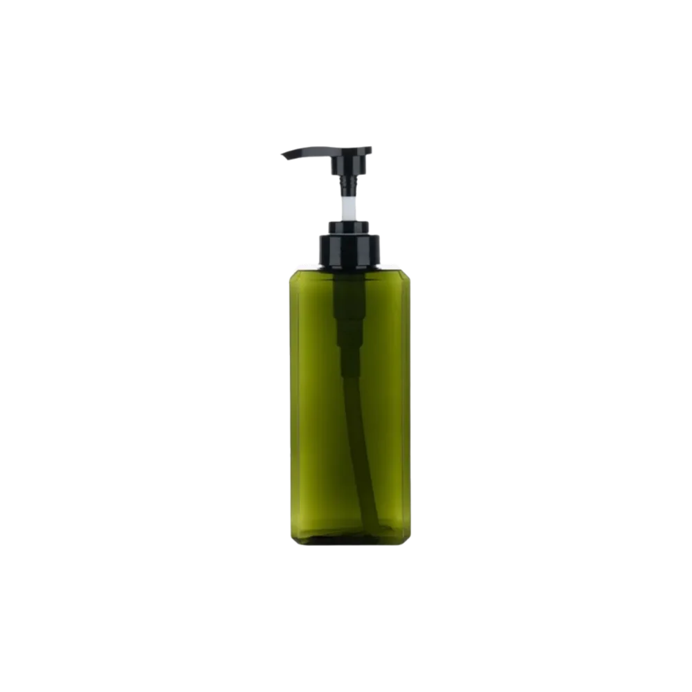 ขวดสบู่เหลวพลาสติกทรงเหลี่ยมแบบเติมได้ ขนาด 250/450/650 มล. สำหรับใช้ภายนอกอาคาร ขวดเปล่าสำหรับใส่แชมพูแบบกด 1