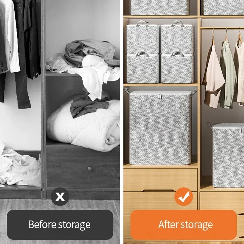 Clothes Storage Bag Wardrobe Organizer With Lids Quilt Organizer With Handle Luggage Moisture-Proof Organizer Household Sorting 6