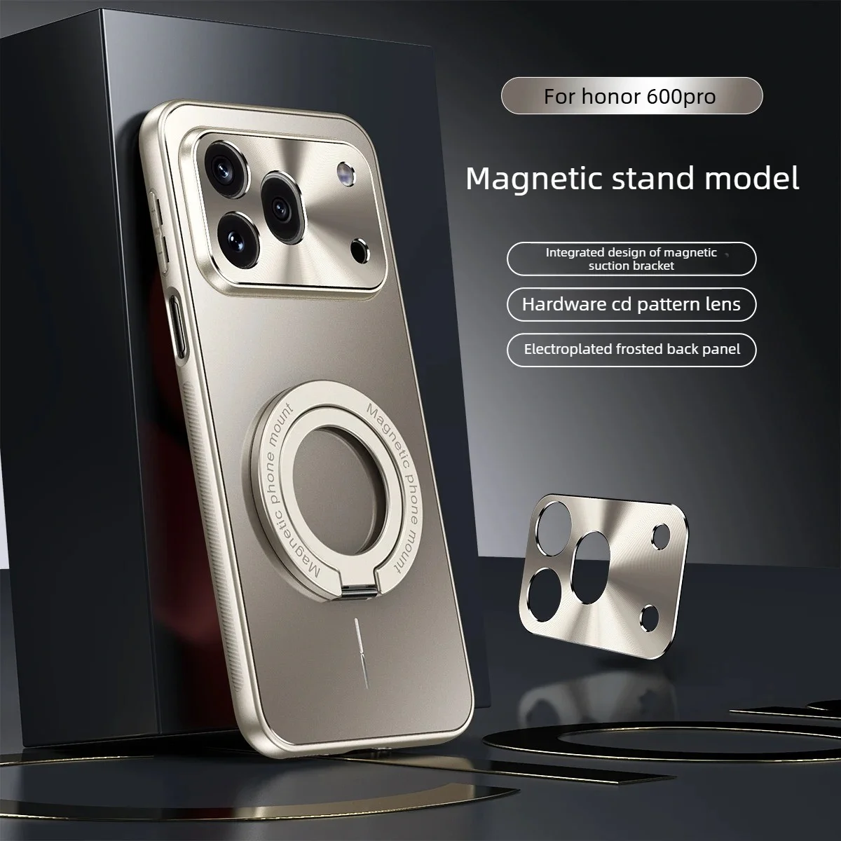 Luxury Alloy Backplane AG Phone Case with Magnetic Wireless Charging and Rotatable Bracket