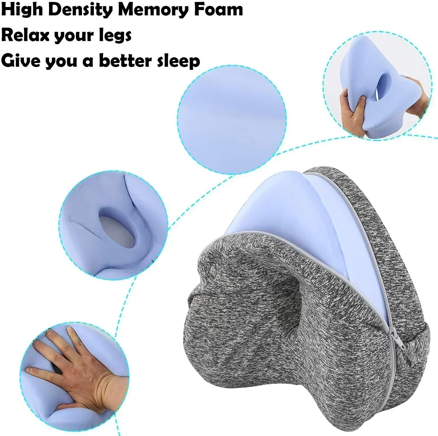 Memory Foam Leg Pillow Hollow Heart for Beds Sofas Side Sleeping Hand Washable