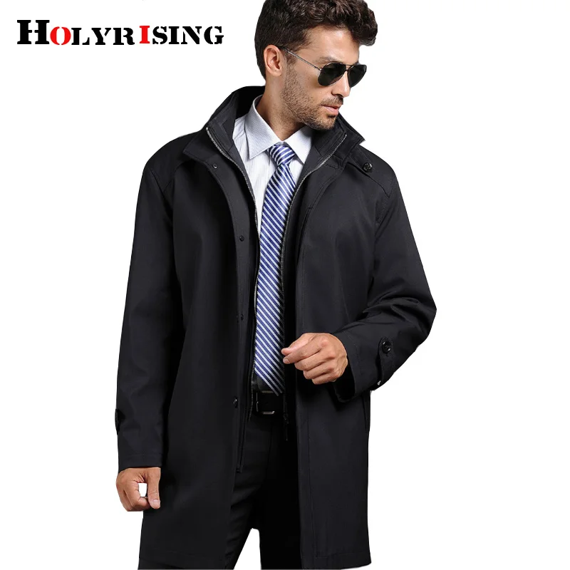 

Holyrising Men Trench Coat Business casual middle-aged men's thick jacket coat collar M-4XL size windbreaker 18633