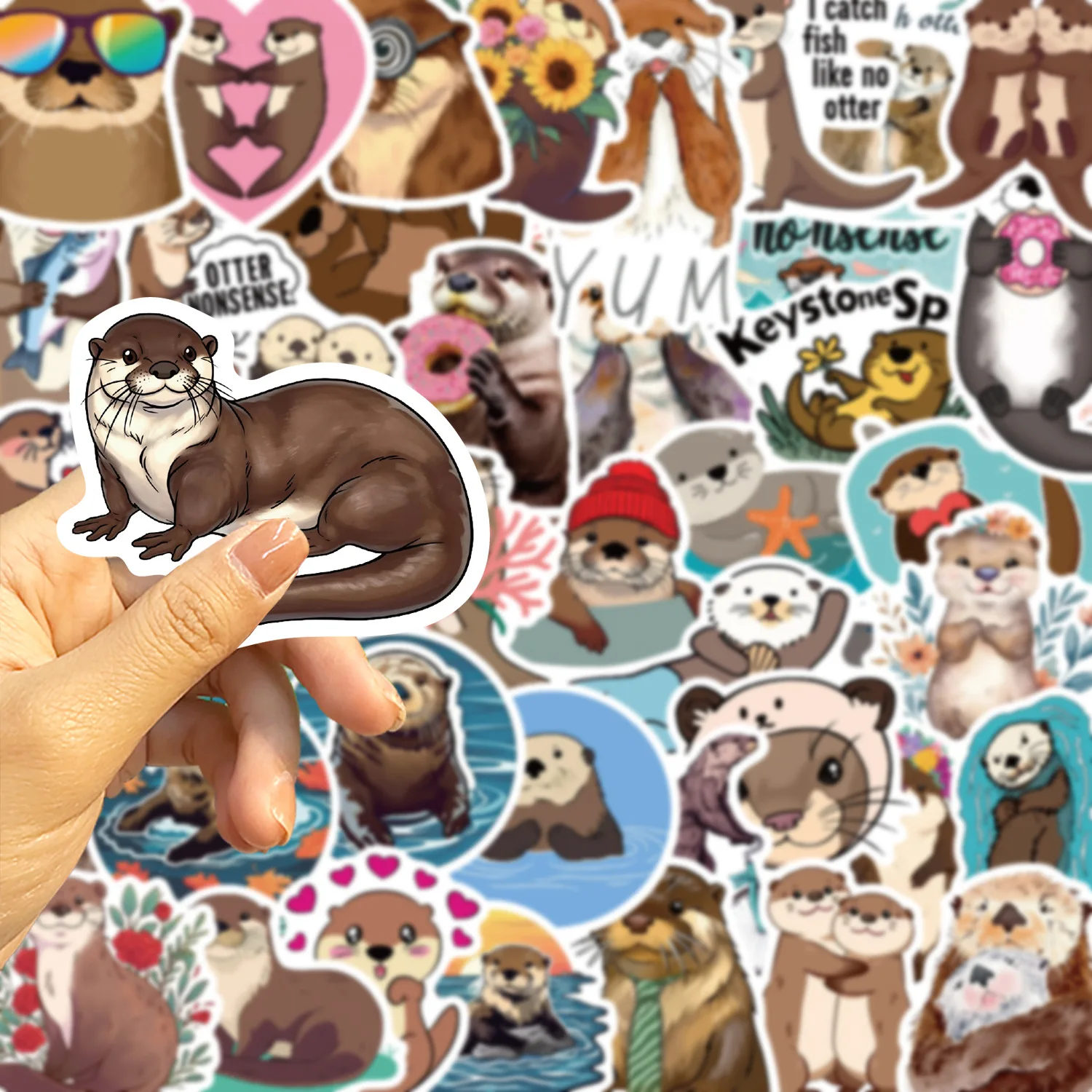 Cute Cartoon Animal Otter Stickers - Creative DIY Decals for Water Cups, Stationery, and Scrapbooks