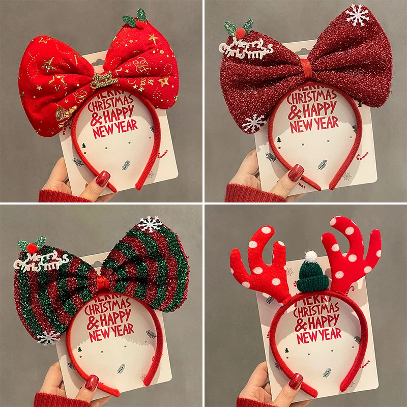 New Christmas Sen Deer Horn Hair Band Female Santa Claus Hair Band Headwear Holiday Dress Headband Headwear