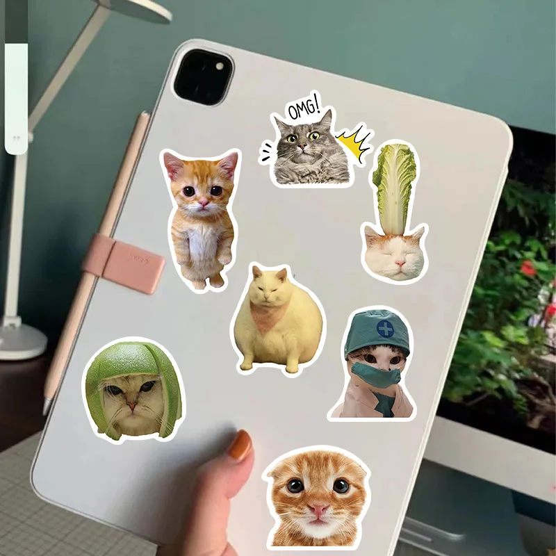 Cute Funny Cat Meme Graffiti Stickers - Waterproof Decorative Pack