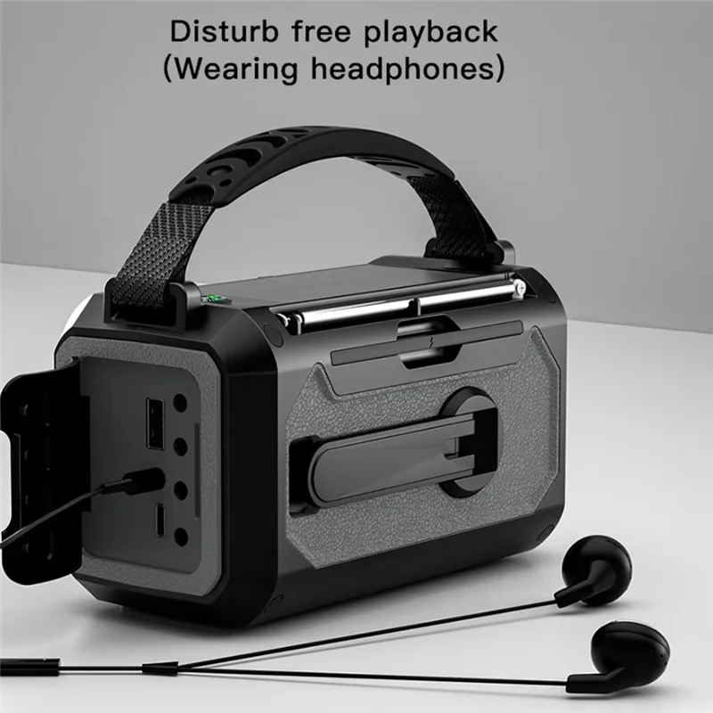 T24C 태양열 구동 12000Mah 핸드 크랭크 AM/FM/NOAA 라디오, 비상 SOS 경보 및 캠핑용 독서 등, 진한 녹색