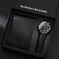 2 Pieces/Set Men's Fashion Casual Leather Quartz Watch Set - Stylish Timepiece And Wallet Combo Ideal Gift Choice 1