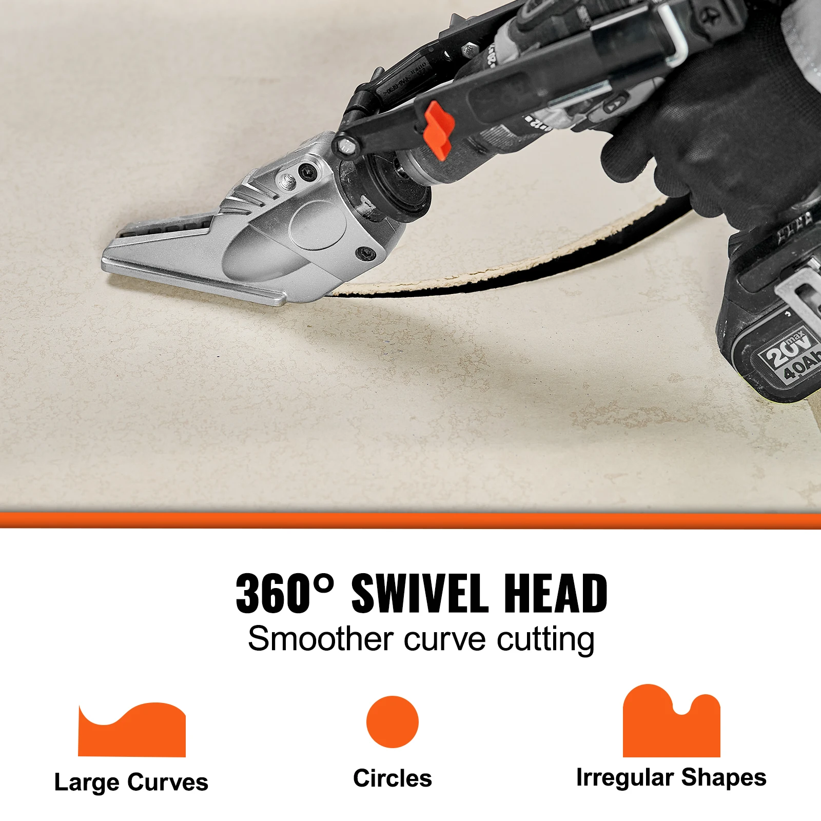 VEVOR Board Cutter Drill Attachment Board Shears Attachment with 360 Degree Pivoting Head for Cutting Max 0.5" Fiber Cement 4