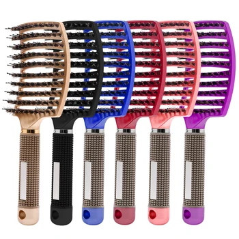 Spazzola per capelli pettine per capelli spazzola per capelli districante setola e Nylon donne pettine per massaggio bagnato ricci strumenti per lo Styling del salone di parrucchiere