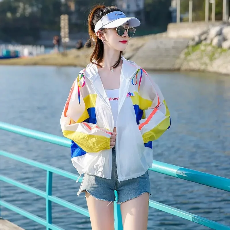 

Hooded Jacket Sweatshirts Streetwear Windbreakers Long Sleeves Quick Dry Thin Y2k Top Korean Fashion Casual Bomber Jacket Women